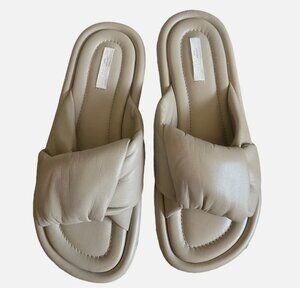 H&M Leather Premium Selection Comfort Wide Knot Puff Slide Sandals size 9 (40)